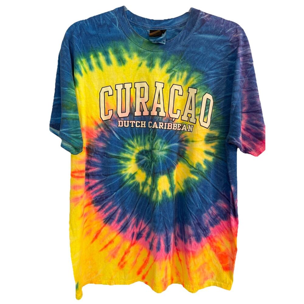 Curaçao Dutch Caribbean Tie-Dyed Tee Size L Vintage